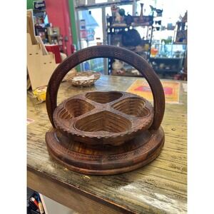 Vintage Wooden Dry Fruit Heart Shaped Folding Basket